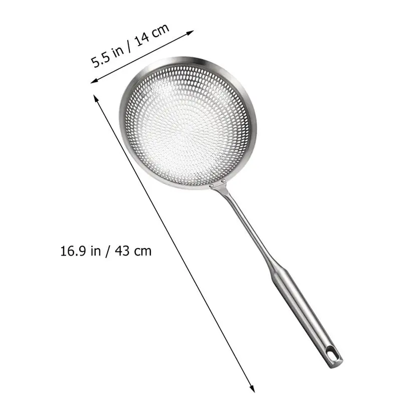 

1pc Stainless Steel Colander Sifter Scoop Durable Hot Pot Slotted Spoon Mesh Strainer Flour Sieve Oil Strainer Kitchen Tools