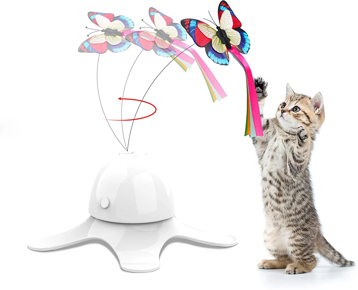 Cat toy automatic electric rotating cat toy colorful butterfly interactive pet dog kitten interactive training pet supplies