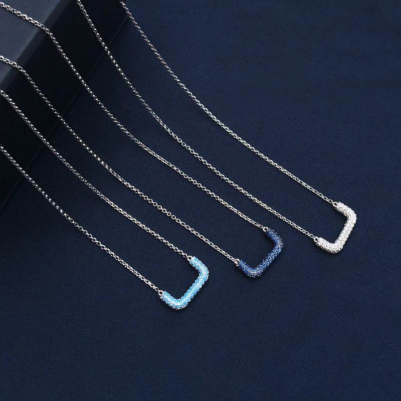 

cheny s925 sterling silver July new square colorful necklace women style fashion classic mid-length sweater chain Shiny jewelry
