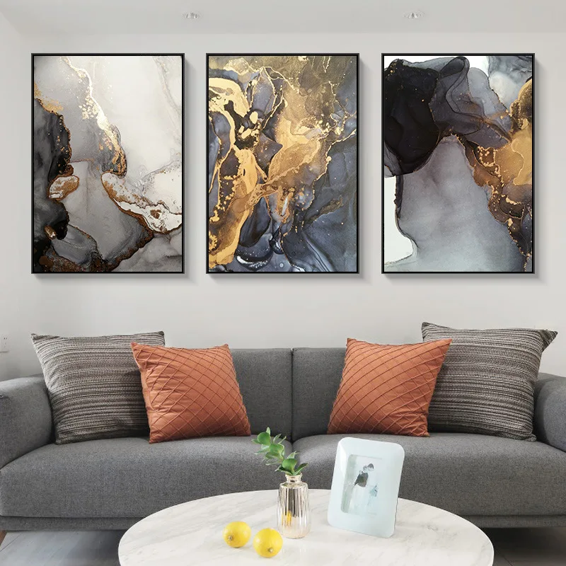 Modern Abstract Gold Gray Marble Canvas Art Paintings For Living Room Bedroom Posters And Prints Wall Poster Home Decor | Дом и сад