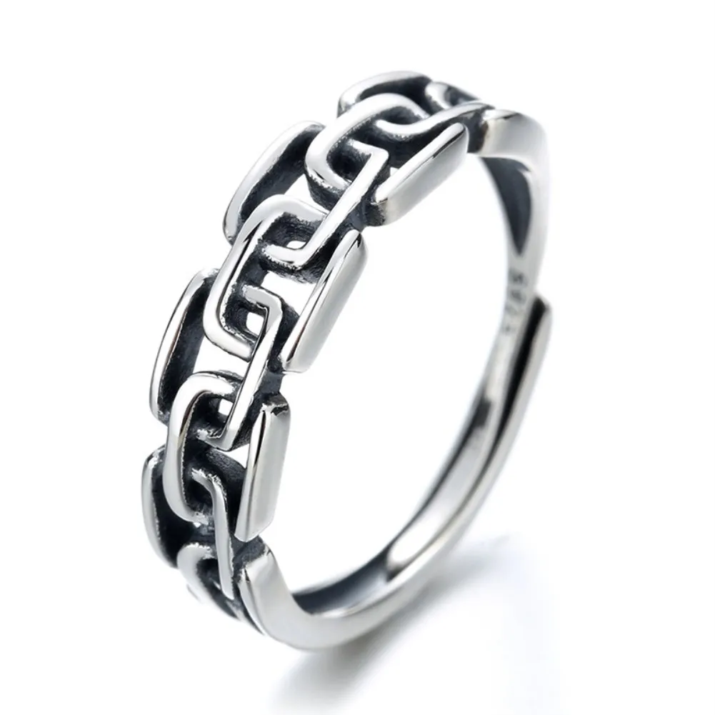 

Fashion S925 Pure Silver Worn-out Style Personalized Open Ring for Love Luxury Jewelry Party Resizable for Women BJ295