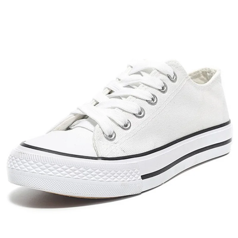 White Black SJJH/женские парусиновые кроссовки; удобная пара обуви; повседневная женская обувь на шнуровке; D003 - Цвет: White Black