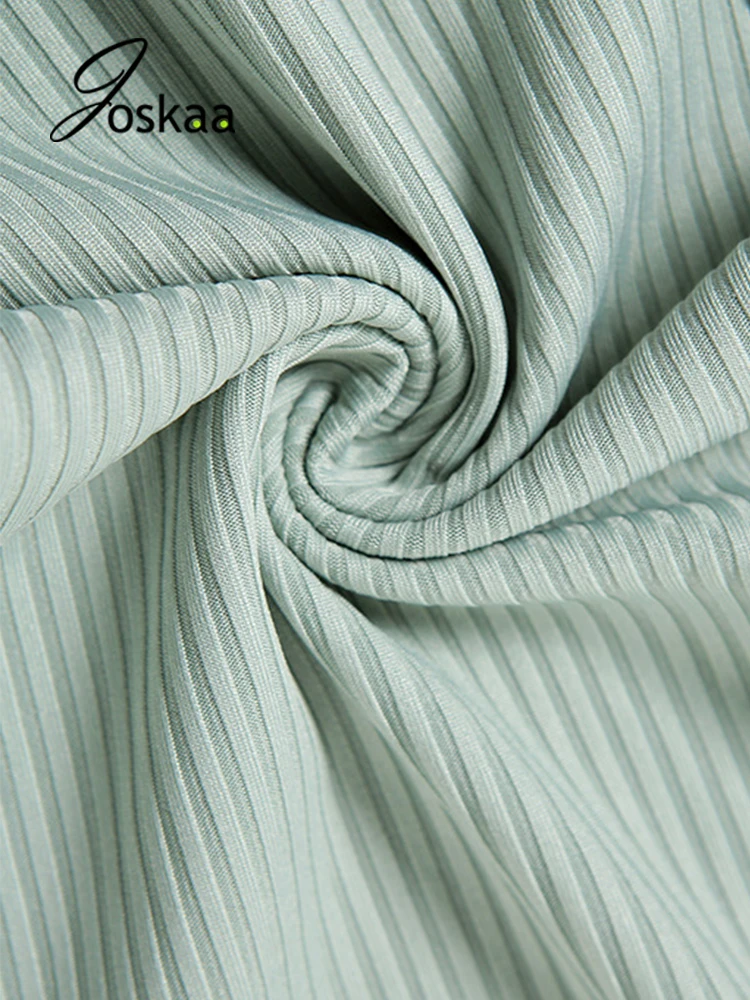 

Joskaa Ribbed Jumpsuit For Women Sexy Sleeveless V Neck Overalls Strench Bandage Rompers Active Sportswear 2021 Summer Clothing