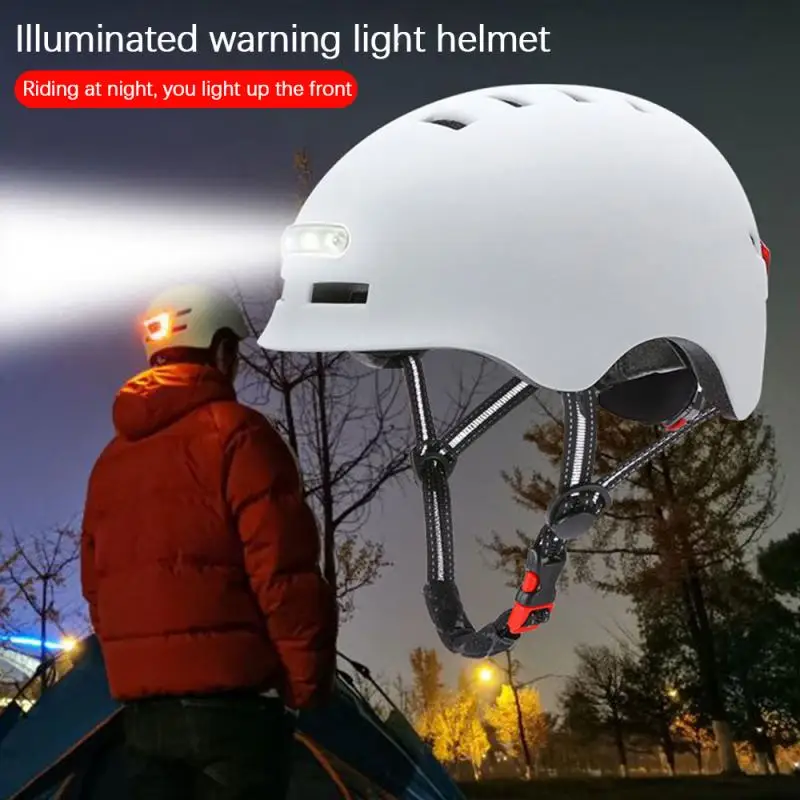 

Anti-collision cap smart bicycle helmet with 3 kinds of warning lights smart and safe shiny helmet comfortable and lightweight