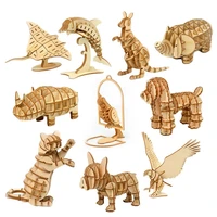 wooden 3diy assemby puzzles 3d elephant eagle animal model educationa children toy kids gift