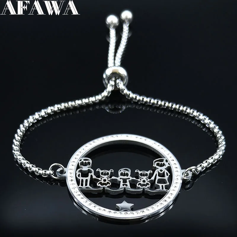 2020 Семейный Браслет цепочка из нержавеющей стали с кристаллами для папы мамы