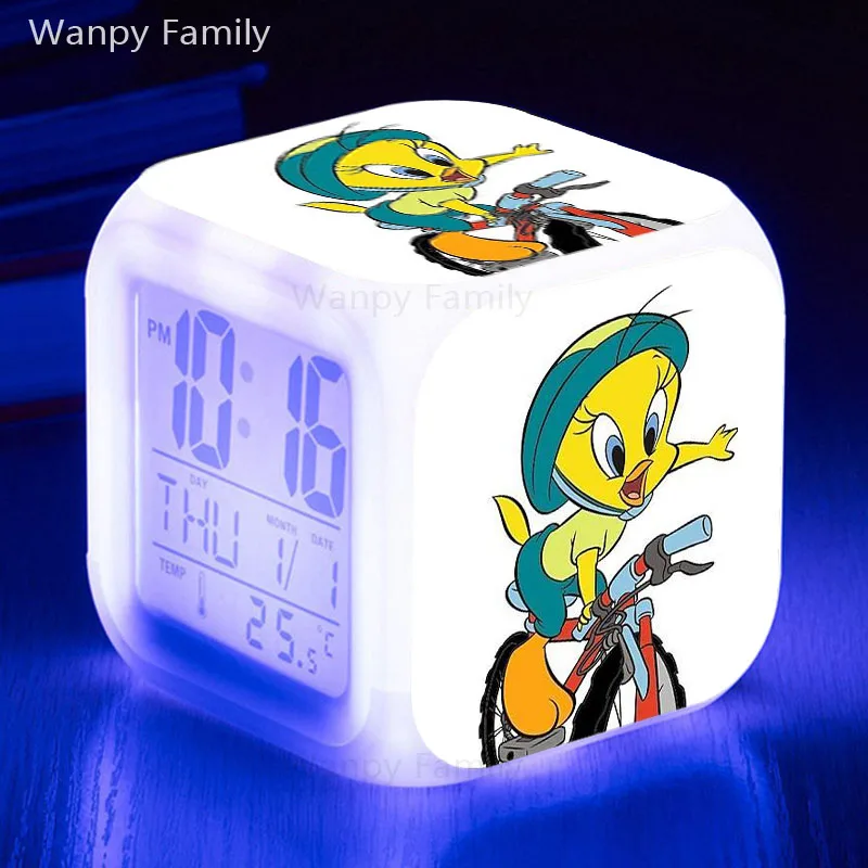 2021New Cute Tweety LED Alarm Clock 7 Color Glowing Digital Kids Room Night Light Electronic Watches kids gift | Дом и сад