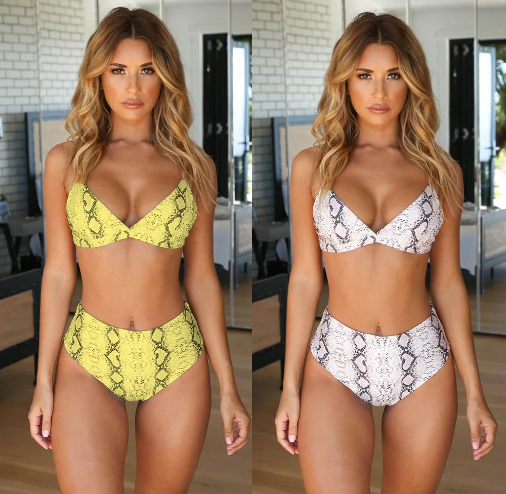 Сексуальные мини-бикини женский купальник с низким вырезом и принтом змеиной