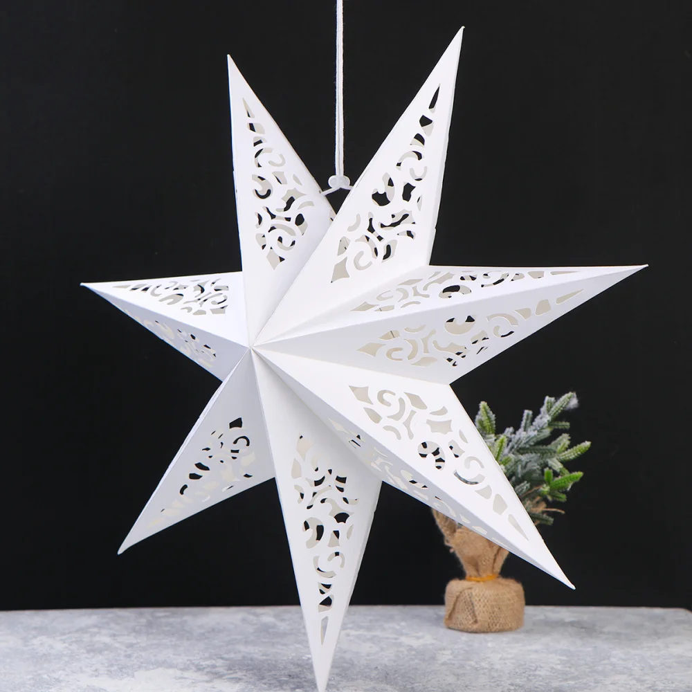

45cm Hollow Out Star Party Light Cover Window Grille Home Bedroom Night Light Cover (White)