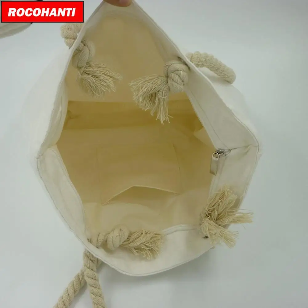 10x пустой натуральный хлопок холст сумки с застежкой-молнией веревочной ручкой для продуктовых покупок, пляжа, индивидуальный логотип печати