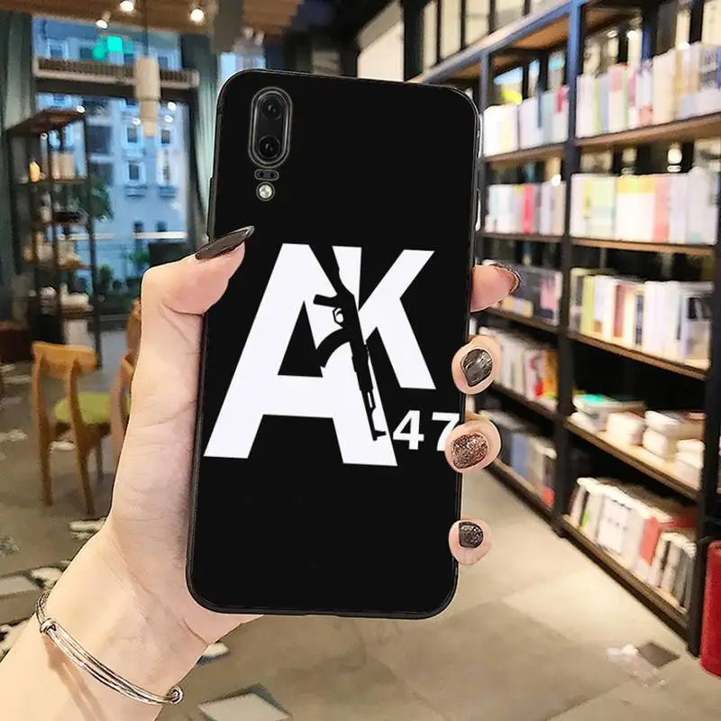 

AK47 Gun Coque Simple black white Phone Case For Huawei honor Mate P 10 20 30 40 Pro 10i 9 10 20 8 x Lite