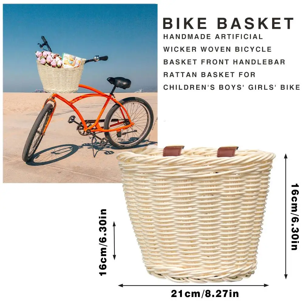 

Bicycle Basket Children Bike Tricycle Scooter Supply Kids Artificial Weaving Wicker Basket Retro Adult Children Bicycle Baskets
