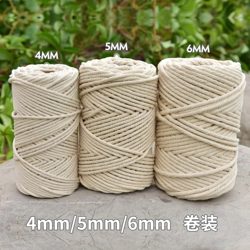 

3mm 4mm 5mm 6mm Macrame Rope Twisted String Cotton Cord For Handmade Natural Beige Rope DIY Home Wedding Accessories Gift