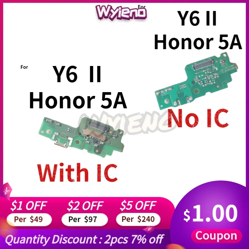 Штекер зарядного порта Wyieno Y6-II для Honor Y6II Y6 II CAM-L23 CAM-L03 CAM-L21 CAM-AL00 CAM-UL00 зарядное