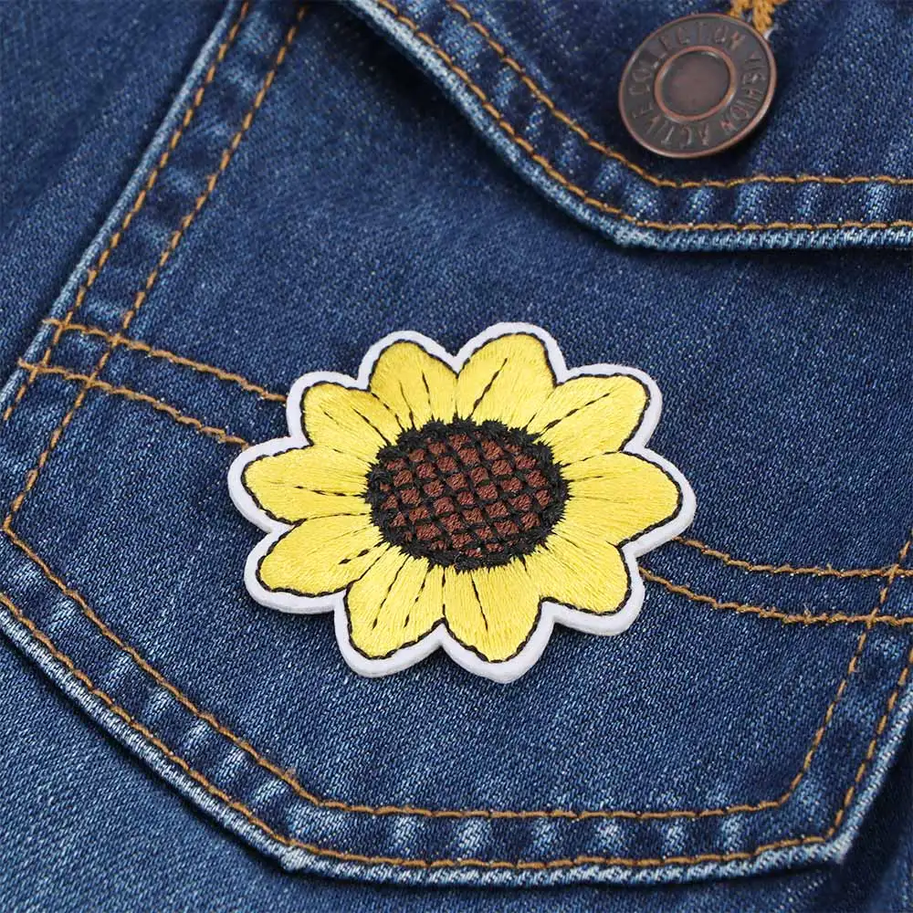 Подсолнух Дизайн Футболка вышитый патч странные вещи аппликация Железная На