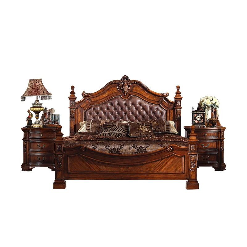 Двуспальная Мебель из кожи двуспальная кровать роскошный комплект мебели для