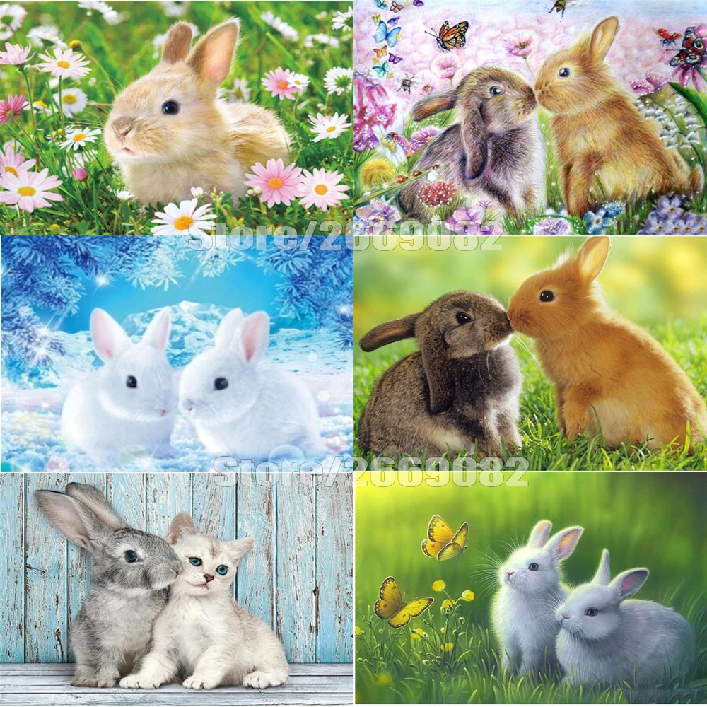 

5D Diamond Painting Full Square Drill Animal Diamond Embroidery Sale Rabbit Cross Stitch Home Decoration Christmas gifts TT1646