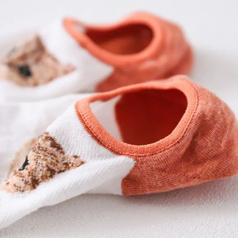 Милые жаккардовые невидимые носки башмачки с рисунком кота из мультфильма для