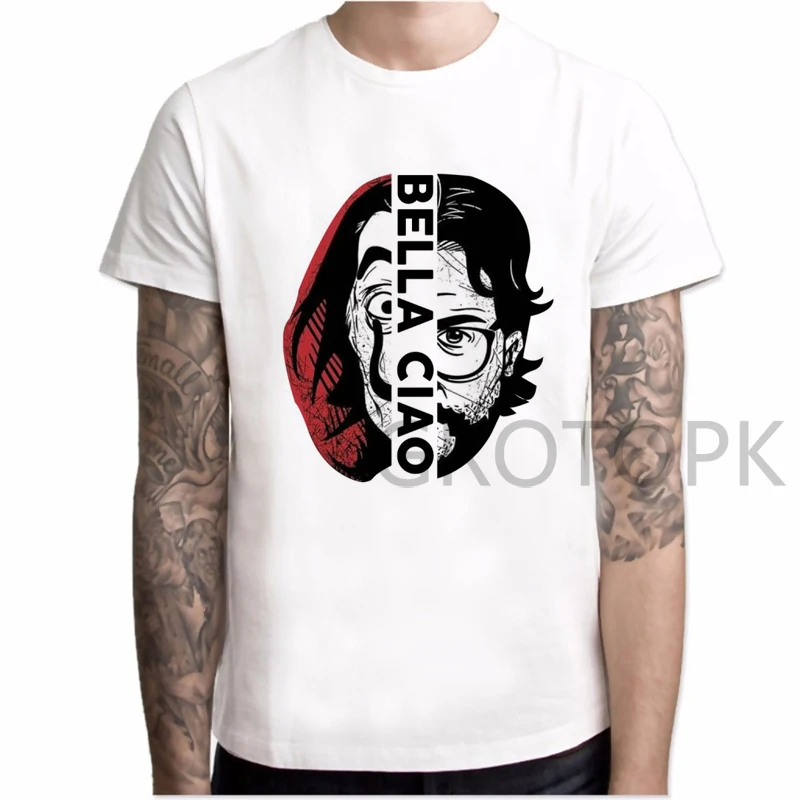 

XL-3XL Men Funny Design La Casa De Papel Tshirt Money Heist Tees TV Series Tshirts Men Short Sleeve House of Paper T-Shirt