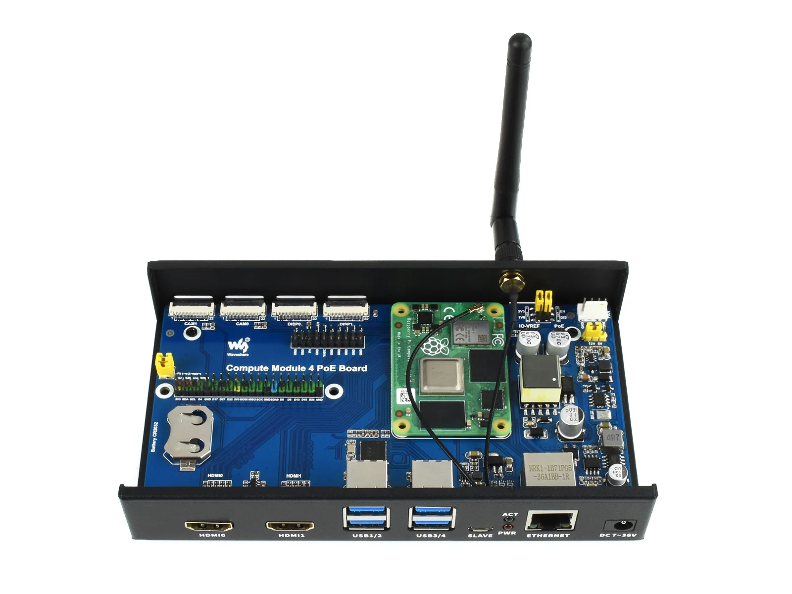 Мини-компьютер Waveshare PoE основан на компьютерном модуле Raspberry Pi 4 (не входит в
