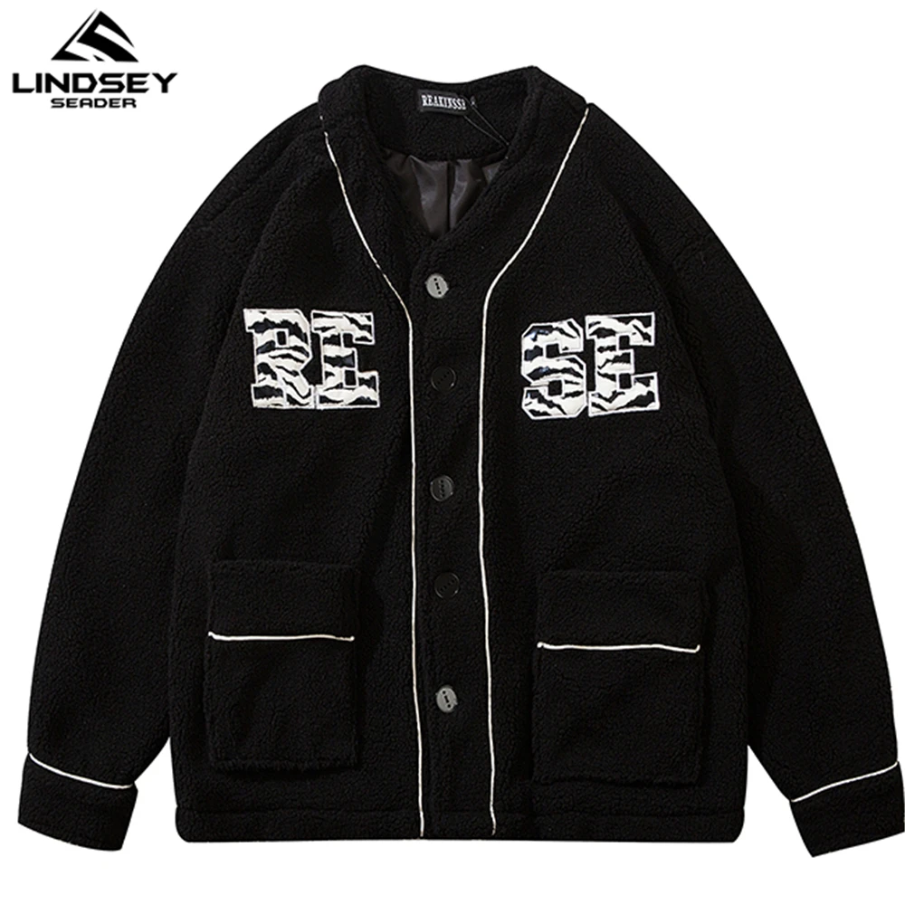 

LINDSEY SEADER 2021 Spring Cashmere Warm Men's Jacket Wool Velvet Buttons Pockets Streetwear Coat Jacket Clothing Mens Clothing
