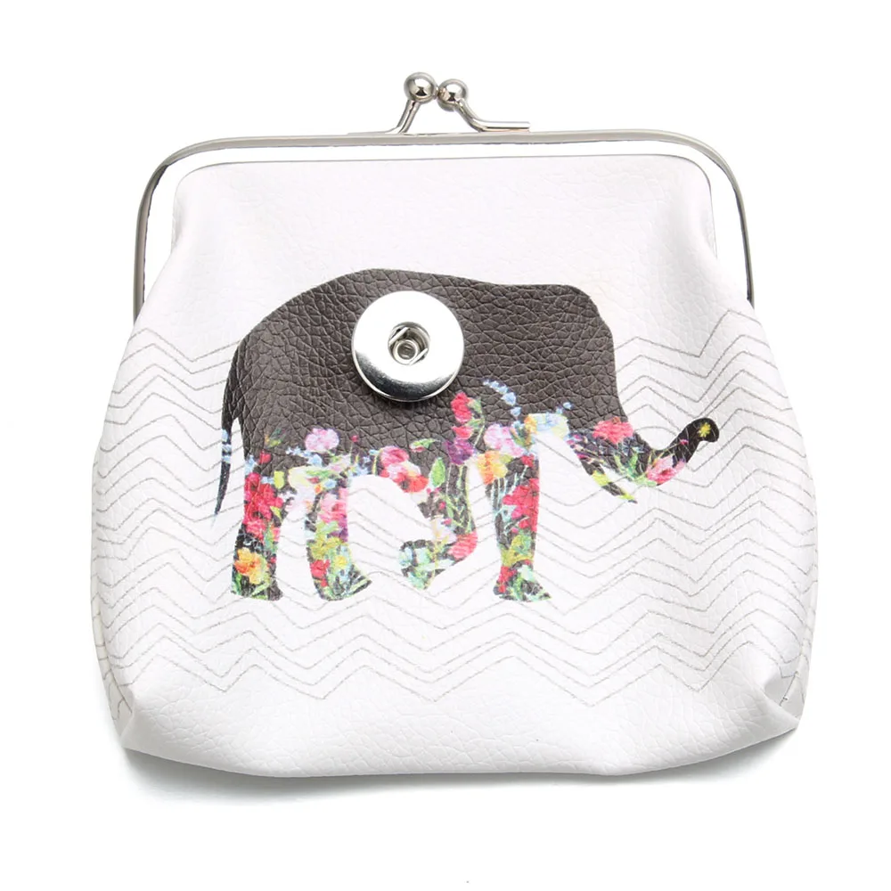 Модные маленькие кошельки из ПУ кожи 18 мм с кнопками для монета со слоном девочек