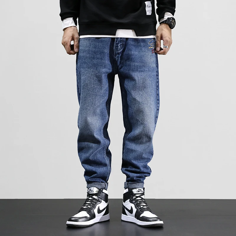 Модные уличные мужские джинсы высокого качества свободные подходят в стиле