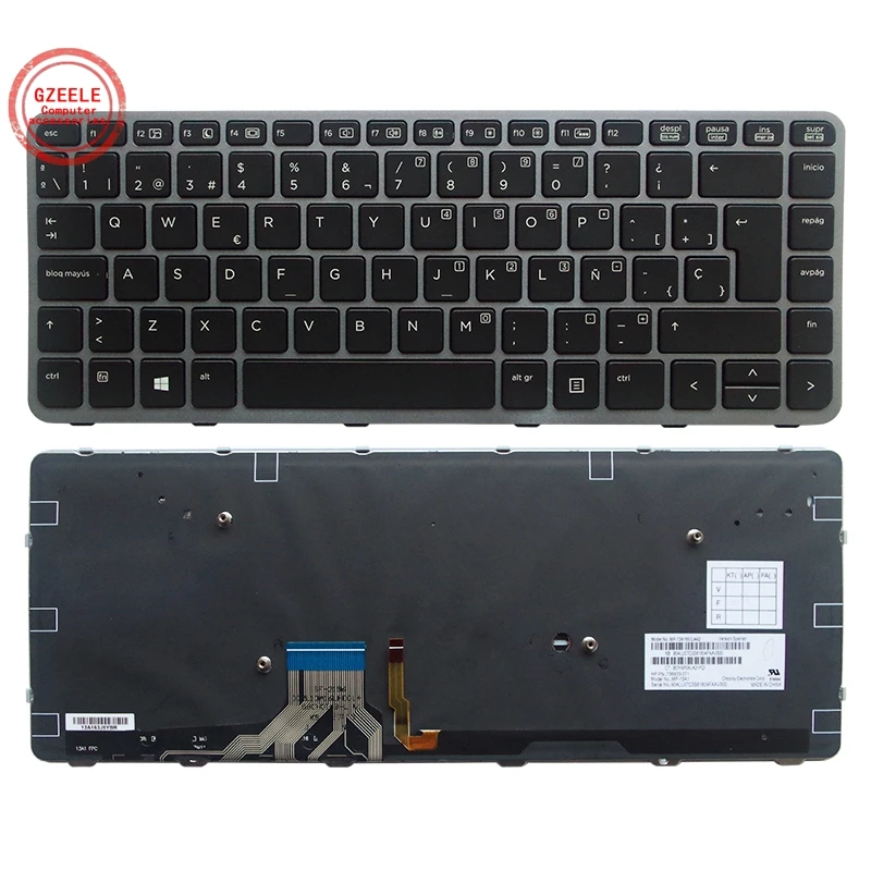 

Spanish Backlit Keyboard For HP EliteBook Folio 1040 G1 1040 G2 739563-001 739563001 MP-13A1 Black laptop SP/LA