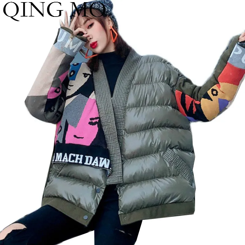 Цин MO женские сапоги в темно зеленом цвете веселые куртки с напечатанным