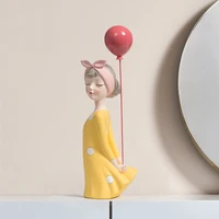 nordic resin balloon girl sculpture ornament living room desktop character model crafts home decoration accessories wedding gift