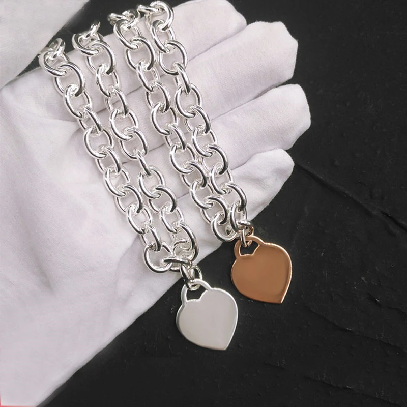 

Original 1:1 Sterling Silver Tif Necklace High Quality Classic Heart Necklace Ladies Holiday Party Exquisite Luxury Jewelry Gift