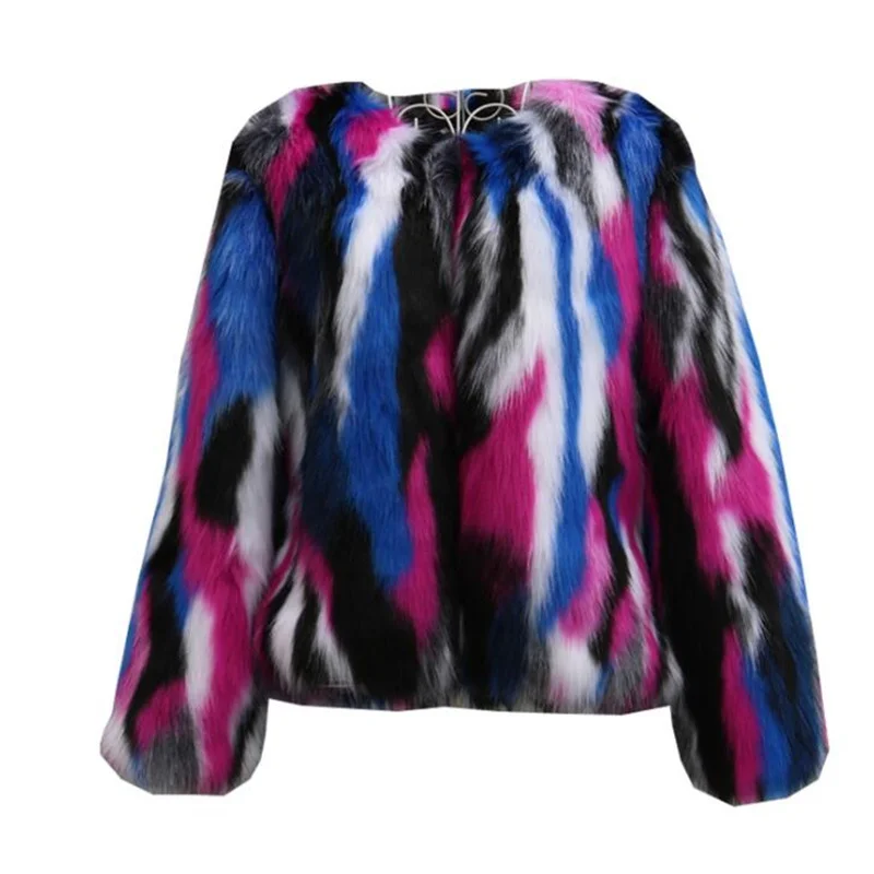 Thickened ladies fox fur jacket womens short faux fur coats slim round neck blouse European style autumn winter пальто женское