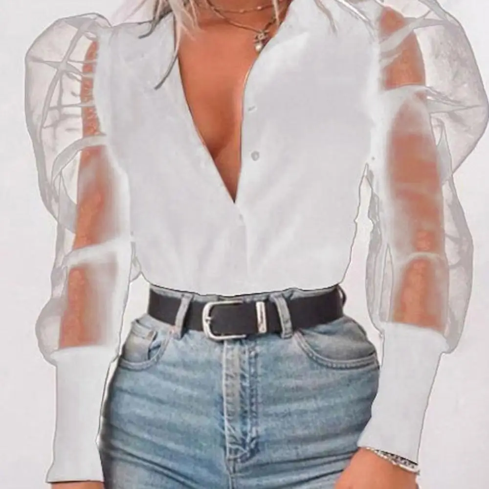 Женская сексуальная Стильная однотонная черная блузка женская модная со стоячим