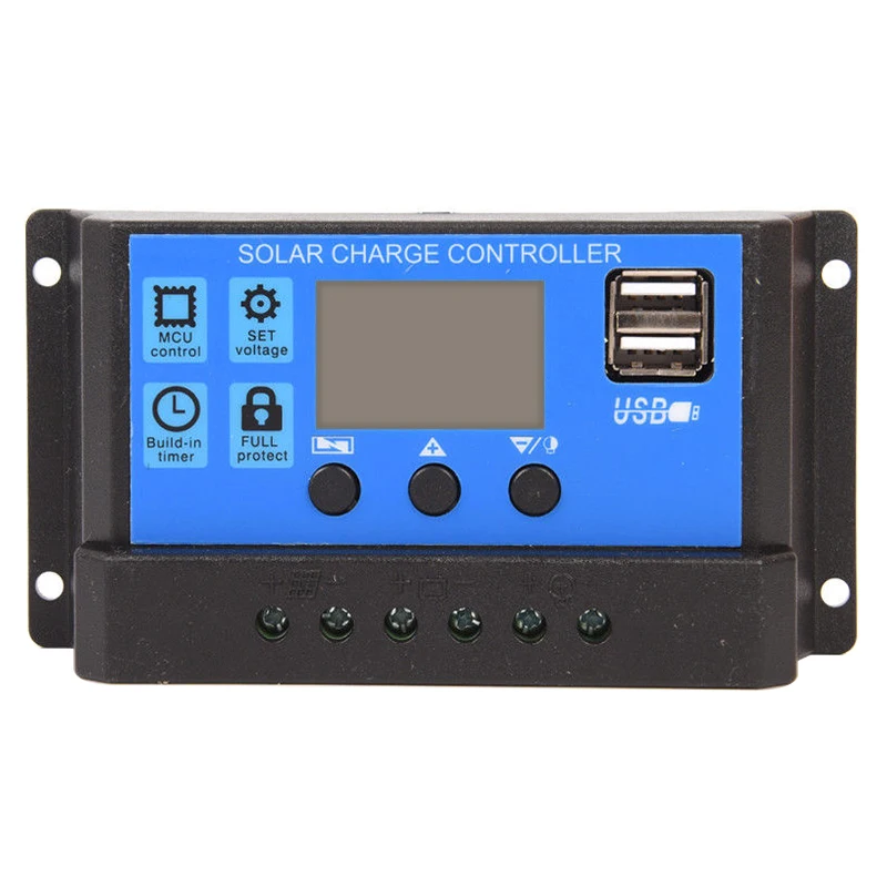 PWM 10-30A Солнечный Контроллер заряда 12 в 24 авто ЖК двойной USB 5 В выход солнечная