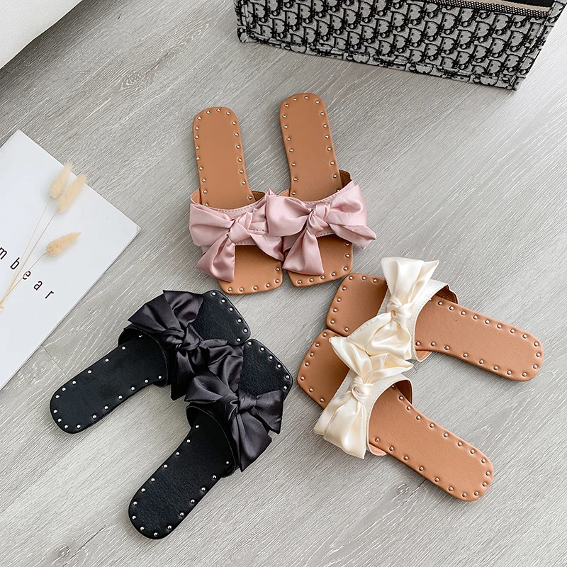 

Summer Women Sandals Slippers Ladies bow Slides Flat Sandals Beach Shoes Female Sandalia Female