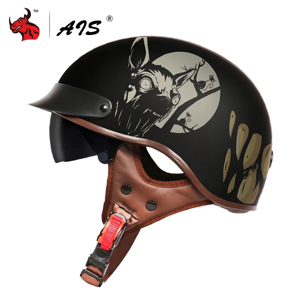 Мотоциклетный шлем AIS в стиле ретро для мужчин и женщин мотоциклетный с открытым