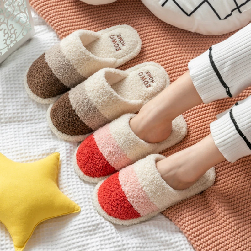 

Flock Fur Slippers Women Shoes Ladies Furry Slides Women'S Shoes 2021 Slipper Female Winter Soft Home Slippers Lady Indoor Warm