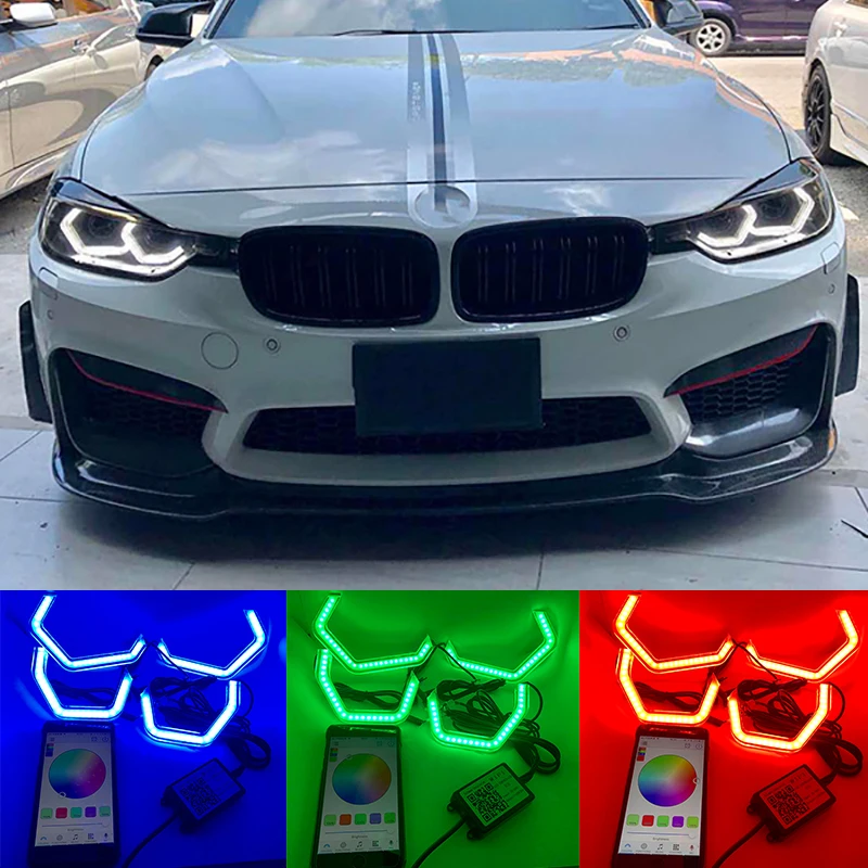 Juego de luces LED de ojo de Ángel de cristal para coche, luces RGB multicolor con WIFI, estilo icónico, para BMW M4, F80, 2, 3, 4 series, F30, F31, F32, 3GT
