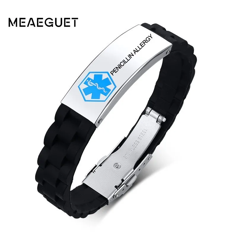 Браслет медицинский из нержавеющей стали с гравировкой регулируемой