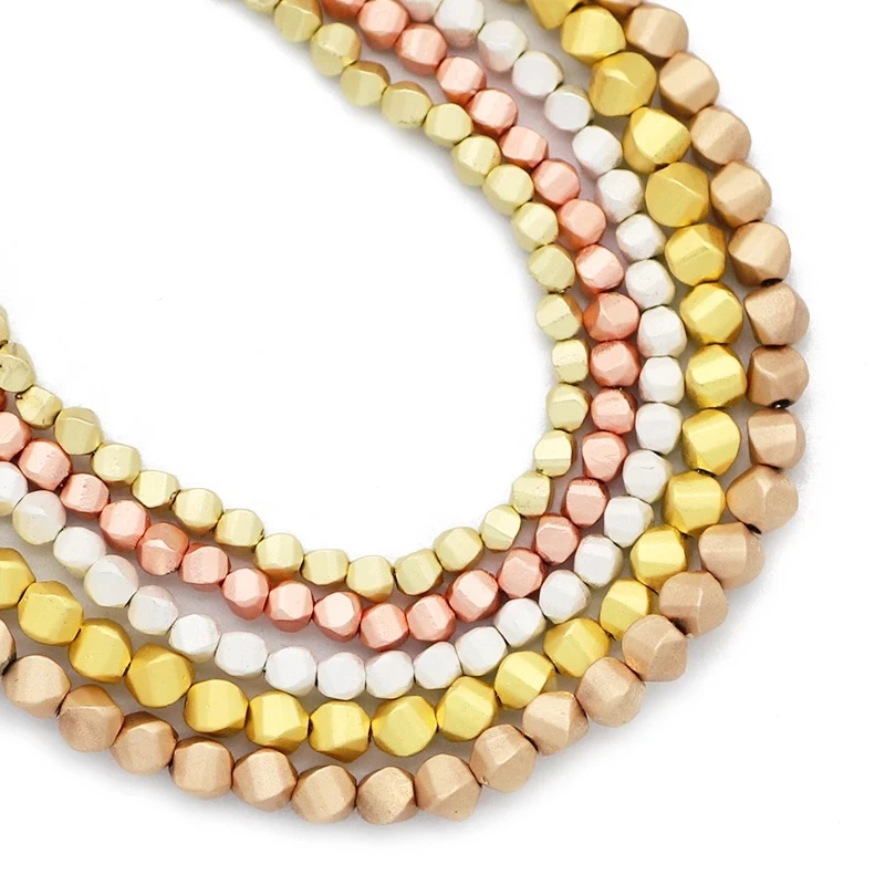 

Matte Gold Silvers Twisted Shape Natural Hematite Stone 3/4mm Spacers Loose Beads For Jewelry Making Diy Bracelet Accessories