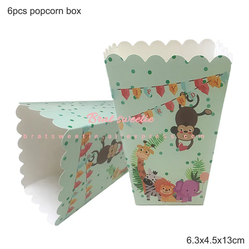 zoo popcorn box Шагающие воздушные шары с животными Милая кошка панда динозавр Тигр Жираф джунгли вечерние детские мальчики девочки декорации с днем рождения воздушные шары - Цвет: zoo popcorn box