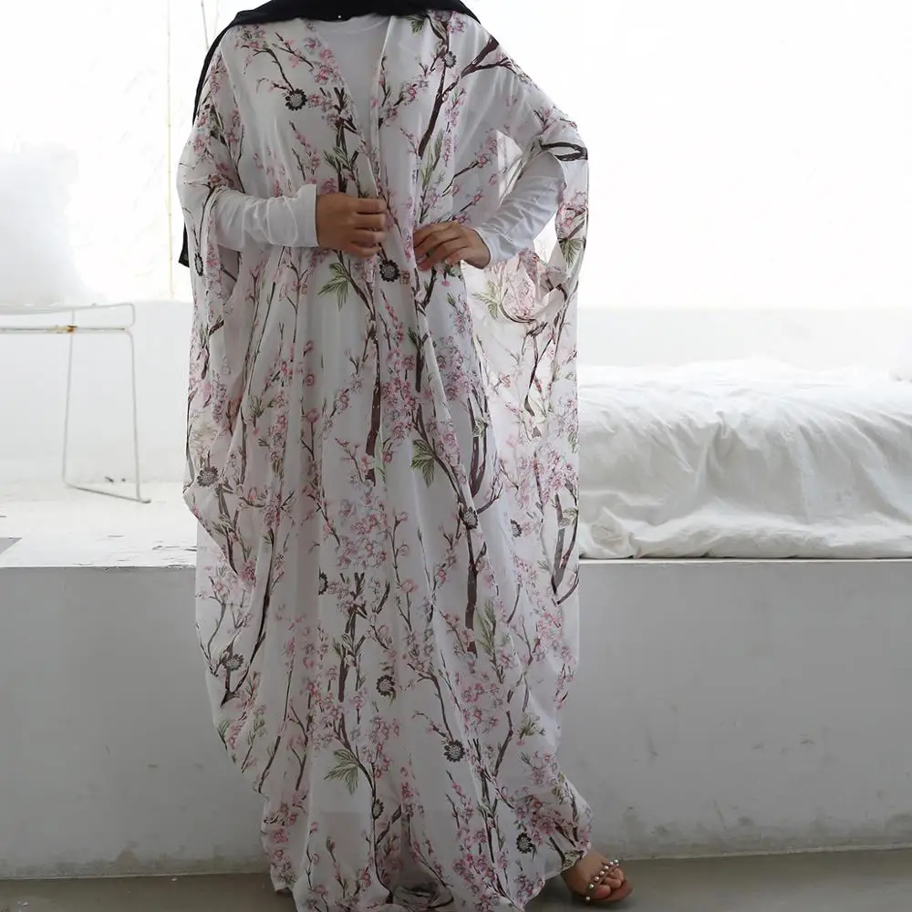 Женский шифоновый кардиган Abaya свободный тонкий с рукавом летучая мышь из Дубаи