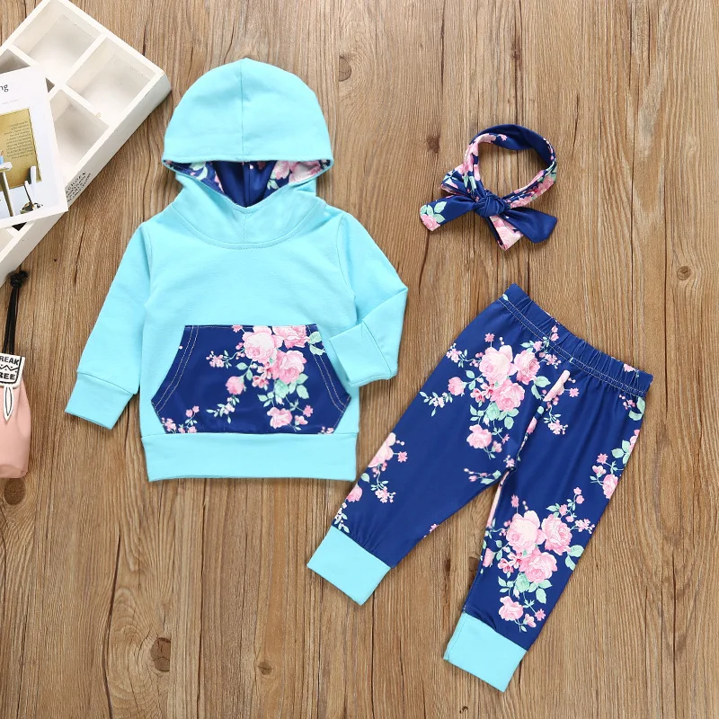 Комплект осенней одежды для маленьких девочек хлопковая кофта с принтом в виде