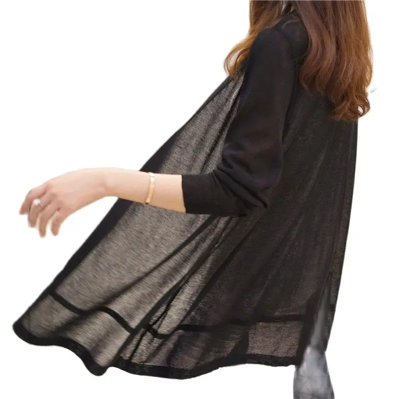 in loose women's clothing the summer of 2021 new thin sweater knitting cardigan long-sleeved plus early autumn |