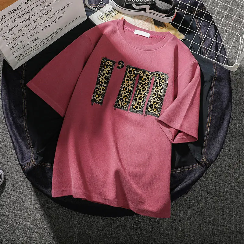 

T-shirt Female 2021 New Summer Fashion Letter Short Sleeve T-shirt Female Student Loose Round Neck Top