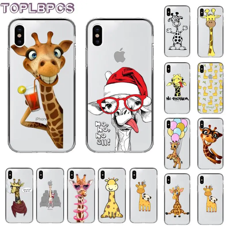 

Cute Cartoon animal giraffe Clear Transparent TPU Soft Phone Case for iphone 13 11 pro XS MAX 8 7 6 6S Plus X 5 5S SE XR