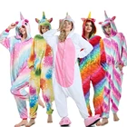 Женские пижамы кигуруми с единорогом, фланелевые милые комплекты пижам с животными, женские зимние пижамы с единорогом, домашняя одежда