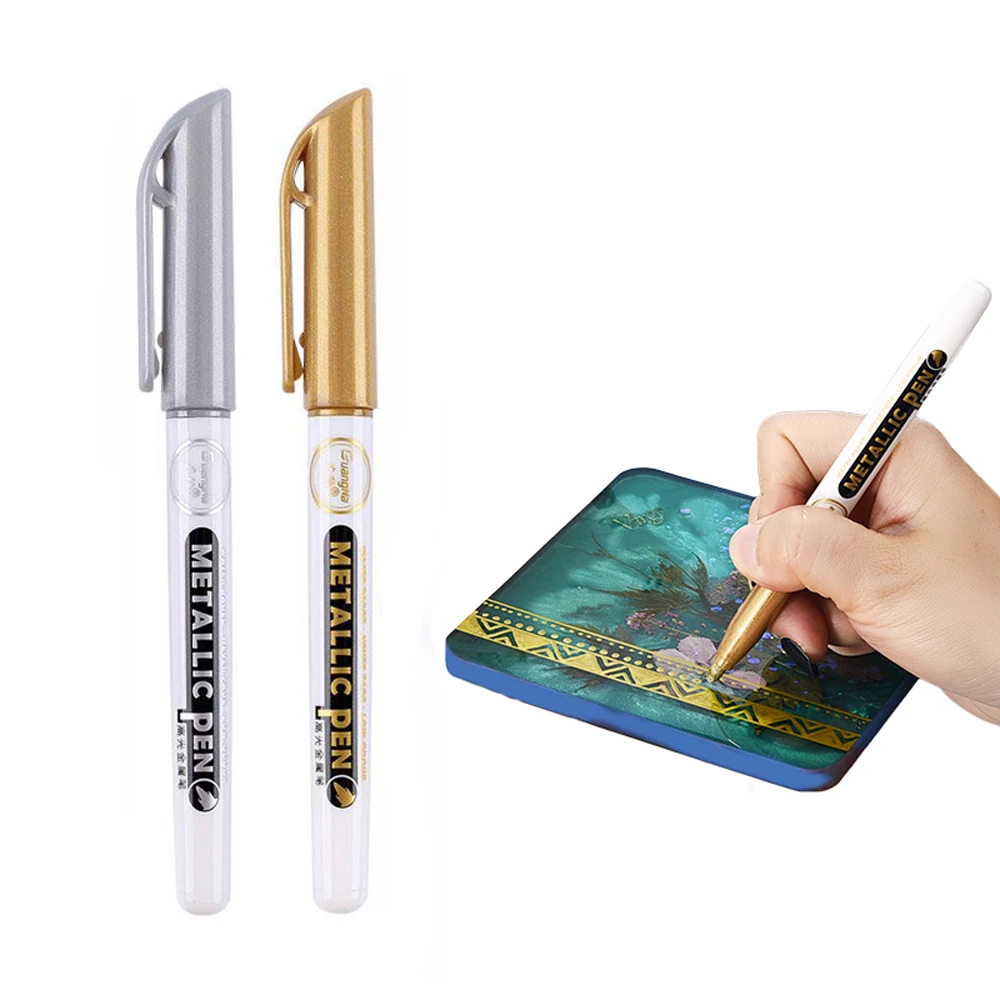 Ручка водостойкая металлическая золотистая/серебристая 2 шт. | Украшения и