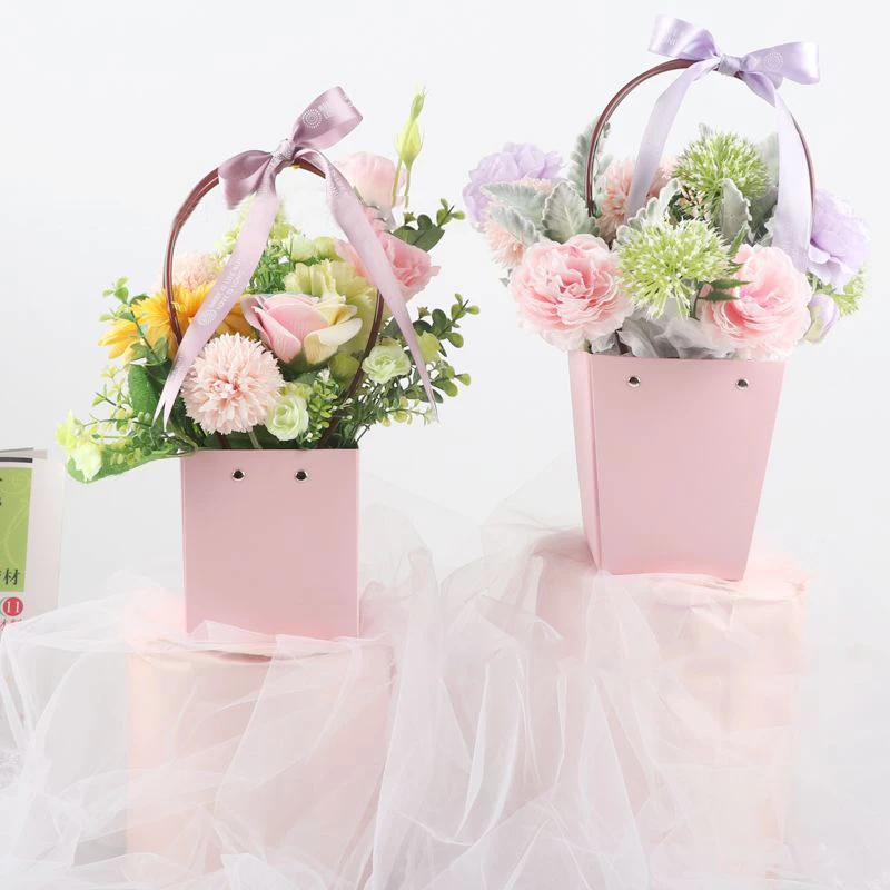 Rectangular Kraft Paper Flower Arrangement Box Flower Bouquet Packaging Gift Box Potted Waterproof Tote Bag