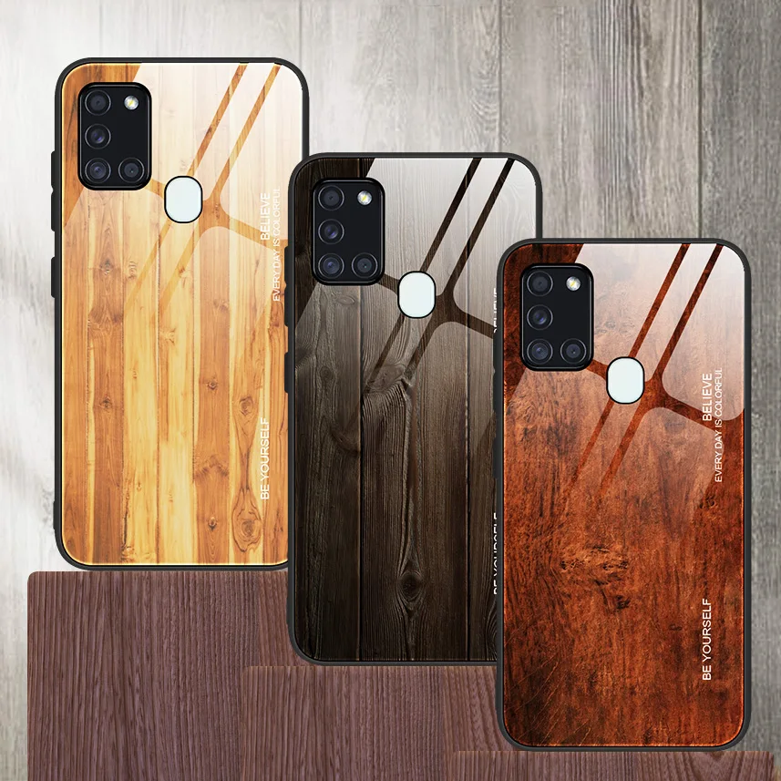 

Чехол с деревянным рисунком для Samsung Galaxy A21S, A20S, A10S, A30S, чехол из закаленного глянцевого стекла для Galaxy A51, A71, A10, A20, A50, A70, A80, A90